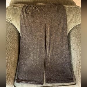 JOAN RIVERS Fluid Gold Metallic Black Pants Holiday Go-To Elastic Waist …